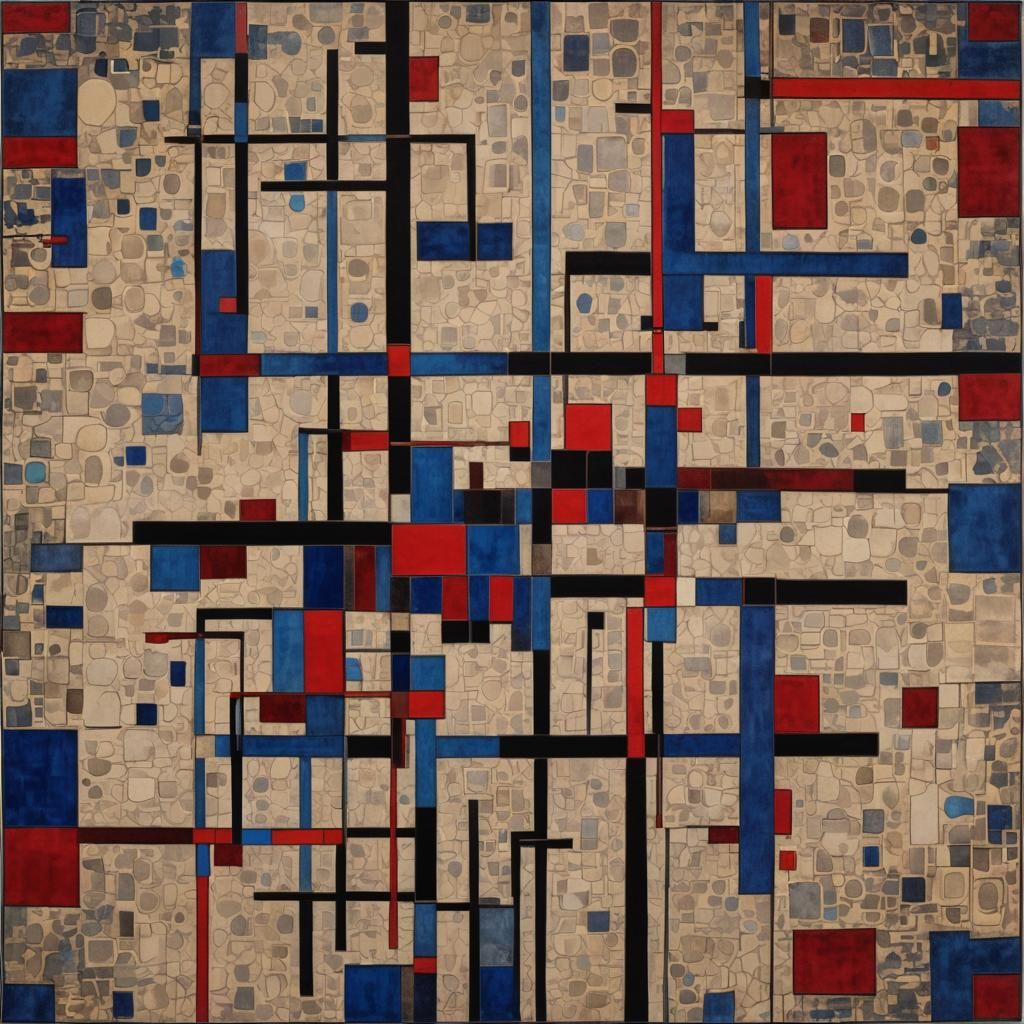 Abstract Rug Design in Richter and Mondrian Style