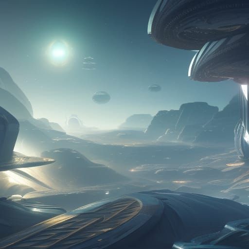 Galactic Federation: Detailed Matte Painting in Deep Color