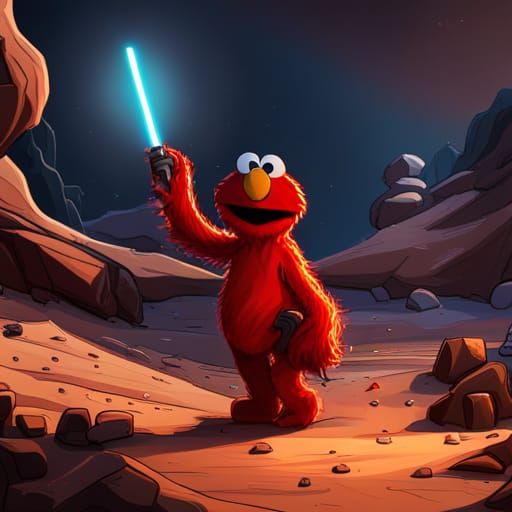 Elmo as Jedi Knight: Detailed Matte Painting