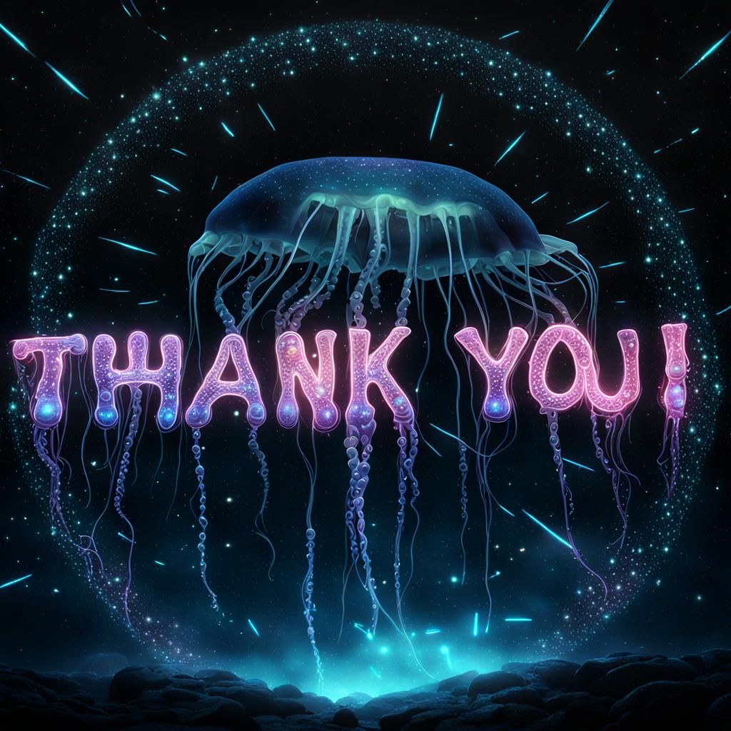 Thank You Text Art with Macabre Jellyfish