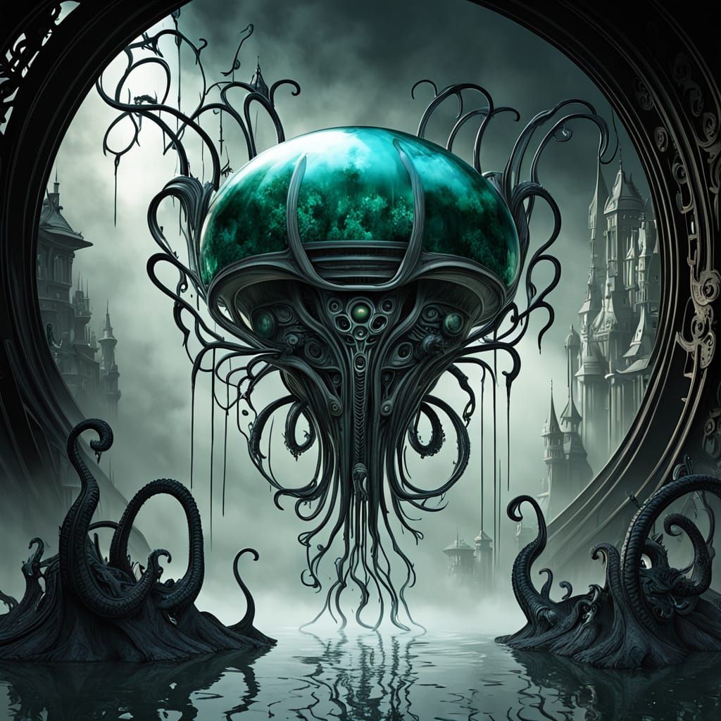 Ethereal Biomechanical Vessel in Turbulent Waters