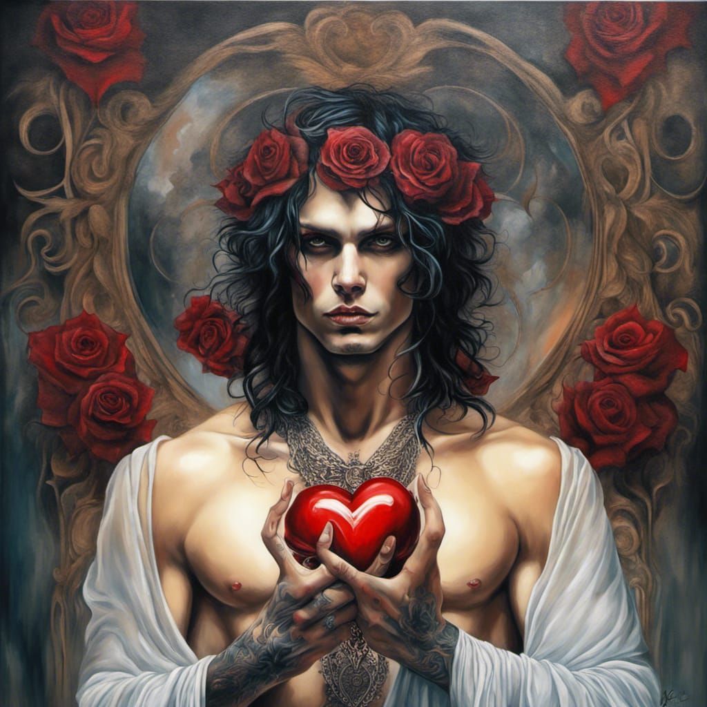 God of Love in Emo Gothic Acrylic Painting