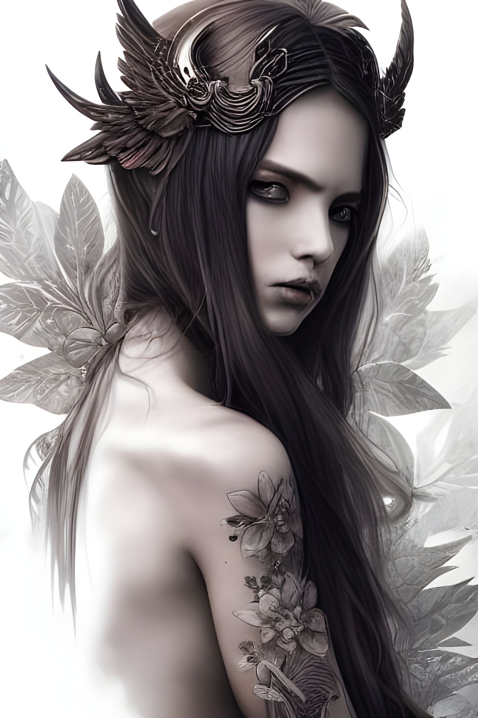 Tattooed Goddess Portrait in Hyper-Realistic Style