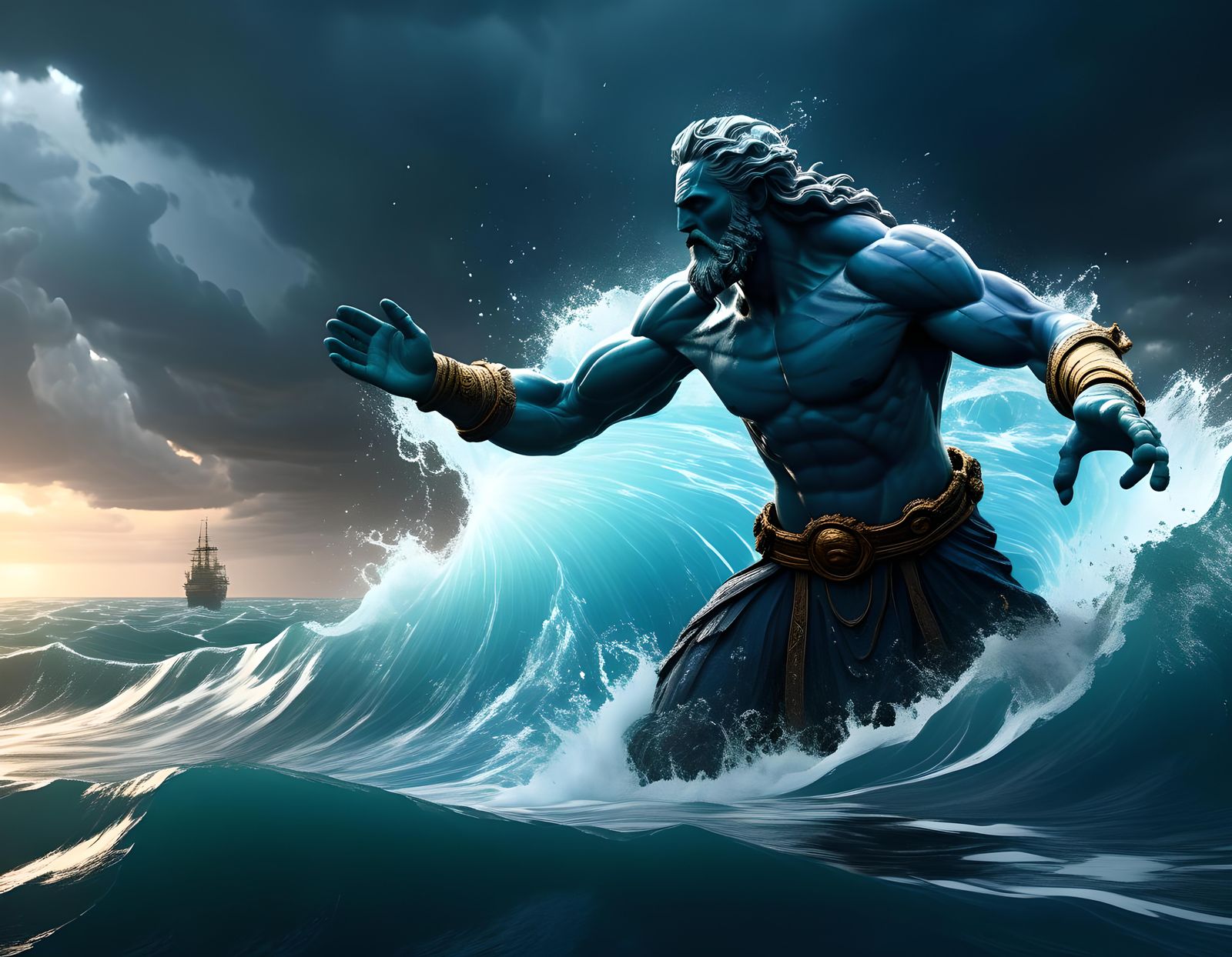 God Neptune Creates the Ocean Storm.