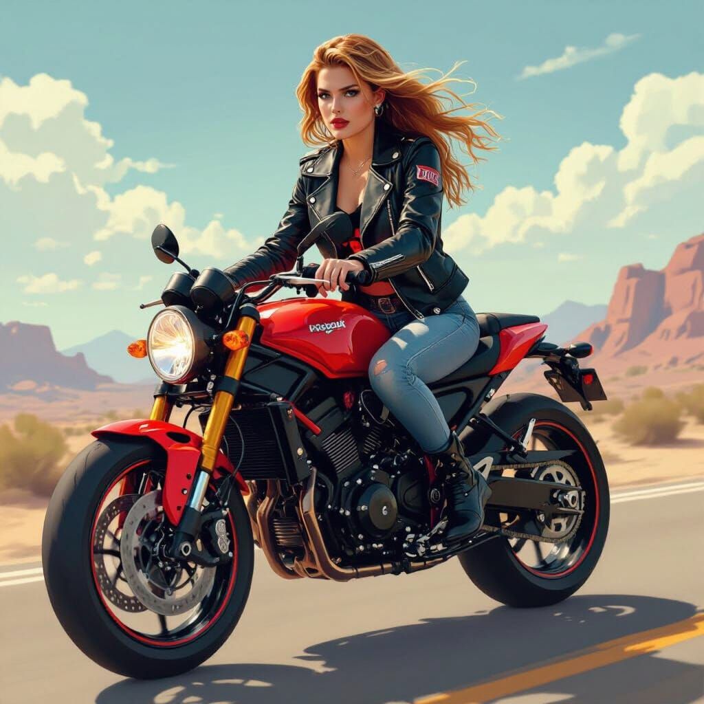 Young Woman in Leather Jacket, Nagel-Inspired Art