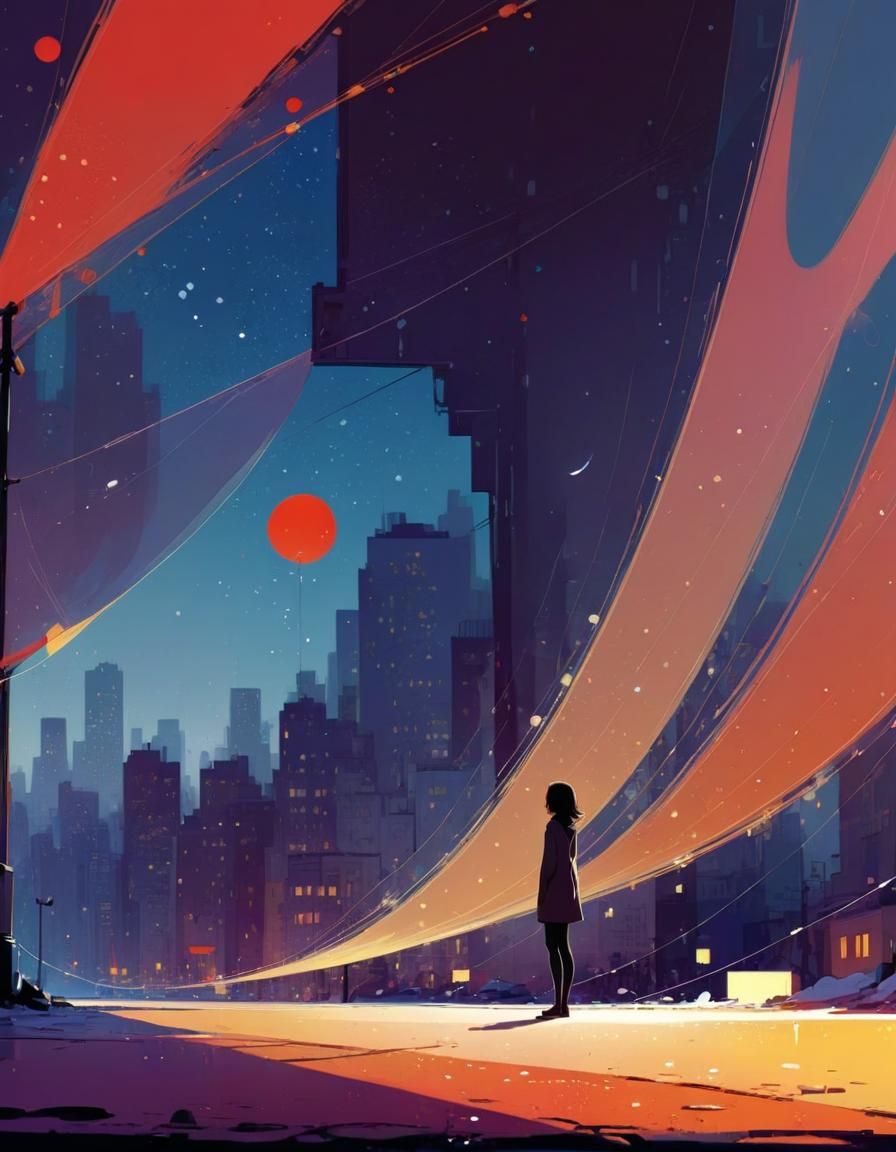 Abstract Cartoon Scene in Cel-Shaded Style