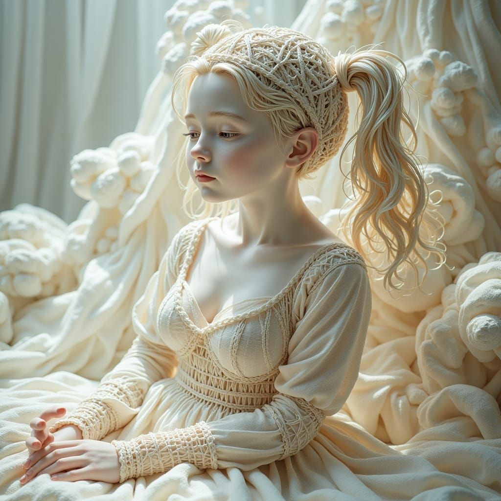 Linen String Girl in Dreamlike Setting