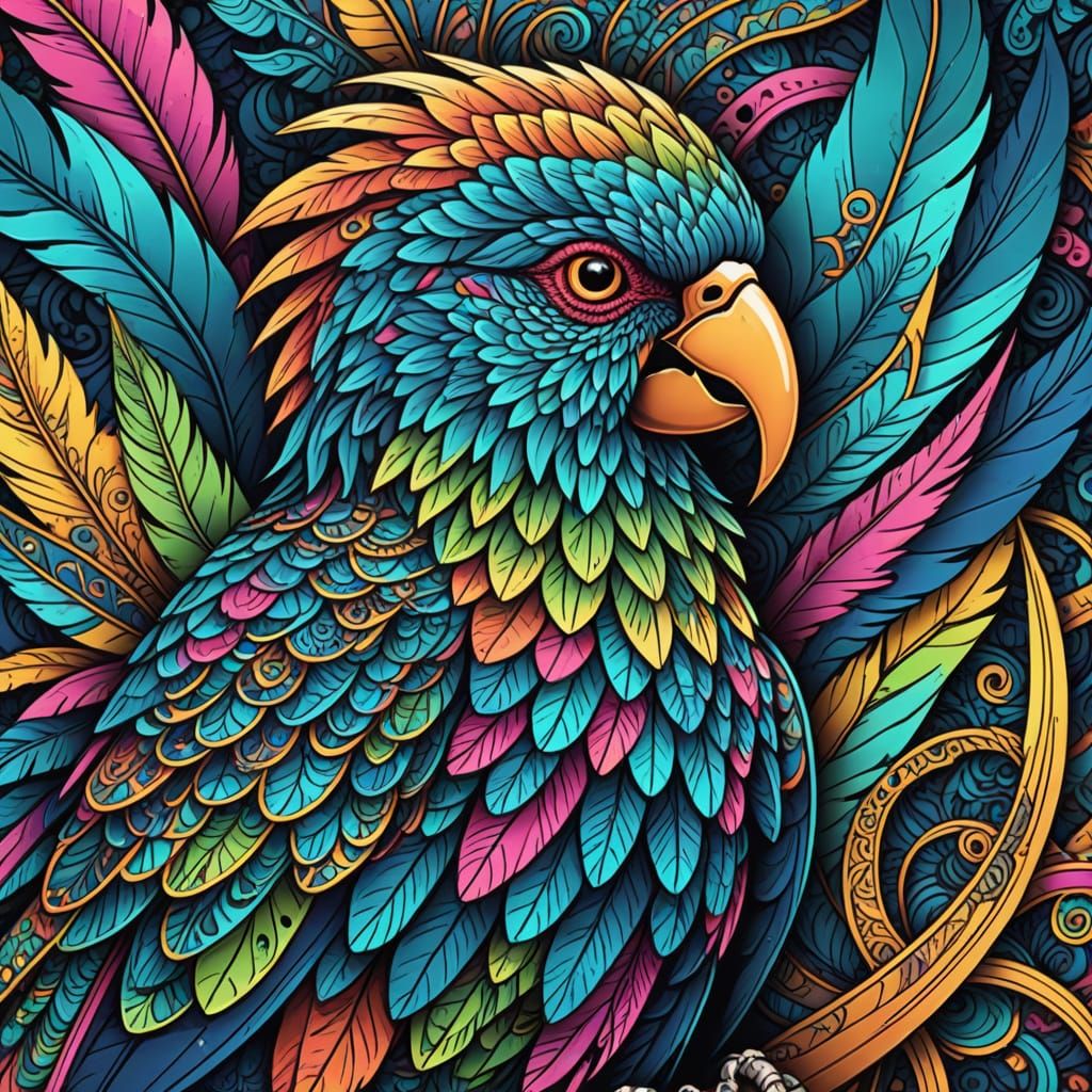 Parrot Pirate Sailing in Abstract Vector Style