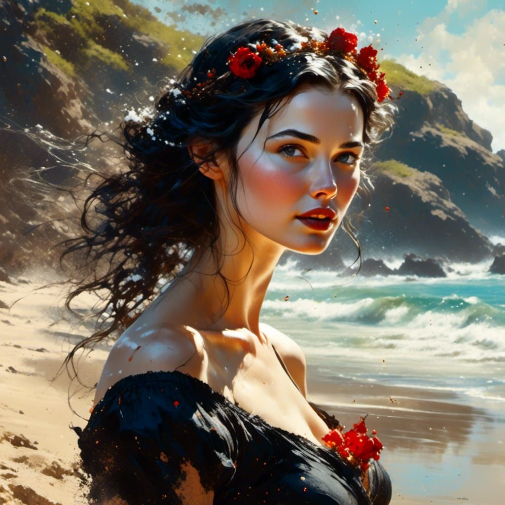 Snow White at the Beach, Pin-Up Portrait