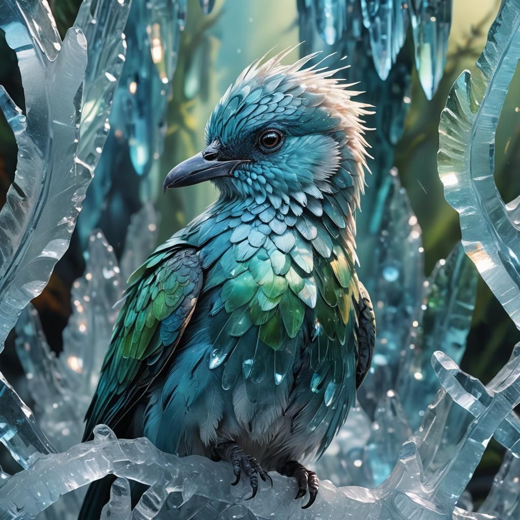 Hyper-Realistic Ice Bird Concept Art