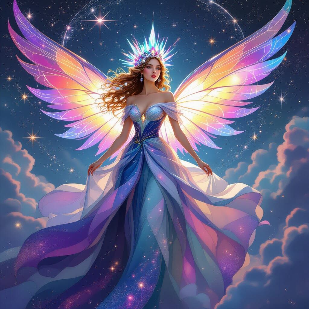 Nebula Princess in Cosmic Ballet, Art Nouveau Style