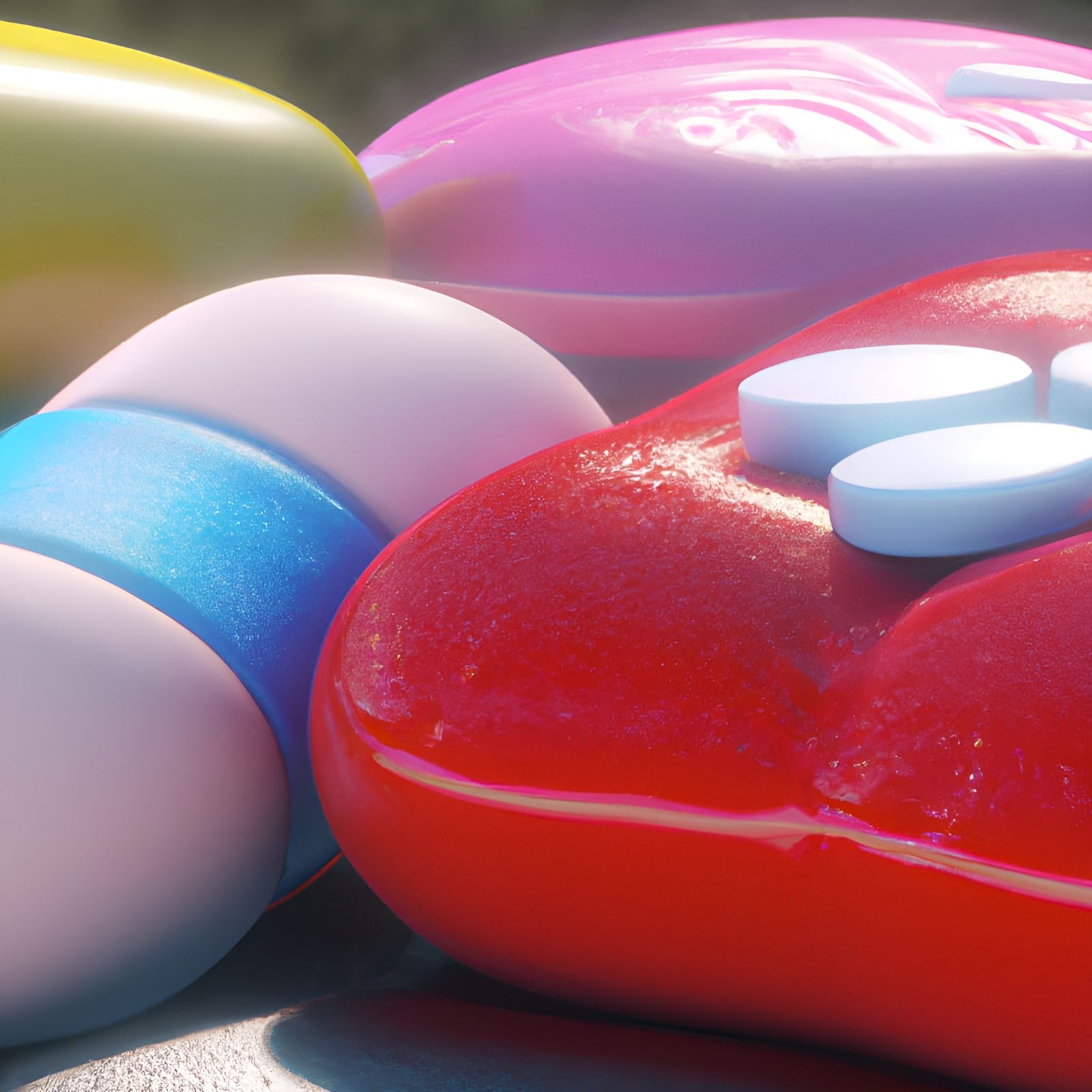 Pill-Shaped Pillows: 3D Rendered Concept Art