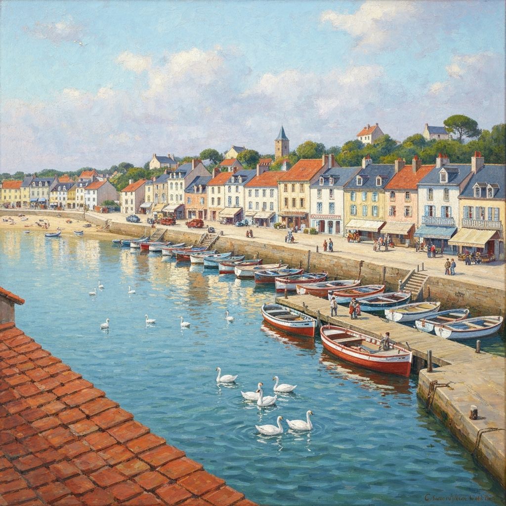 Picturesque French Coastal Village in Impressionist Style