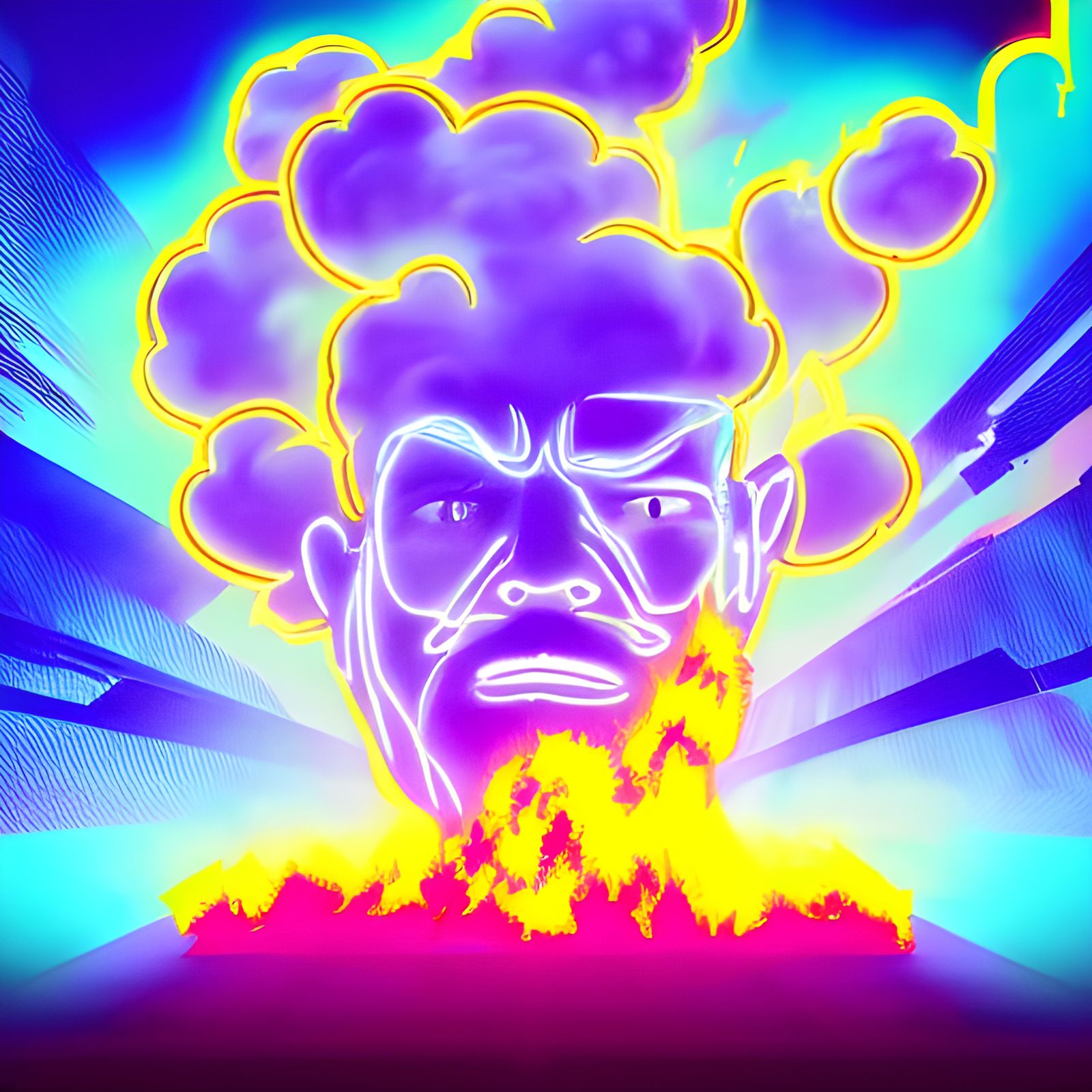 Cloud in Flames: Synthwave Neon Retro Art