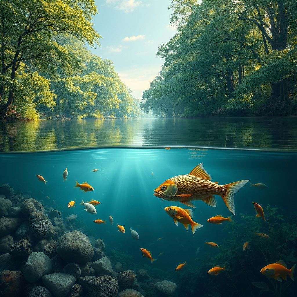 Riverbank Serenity: A Mother's Gentle Moment