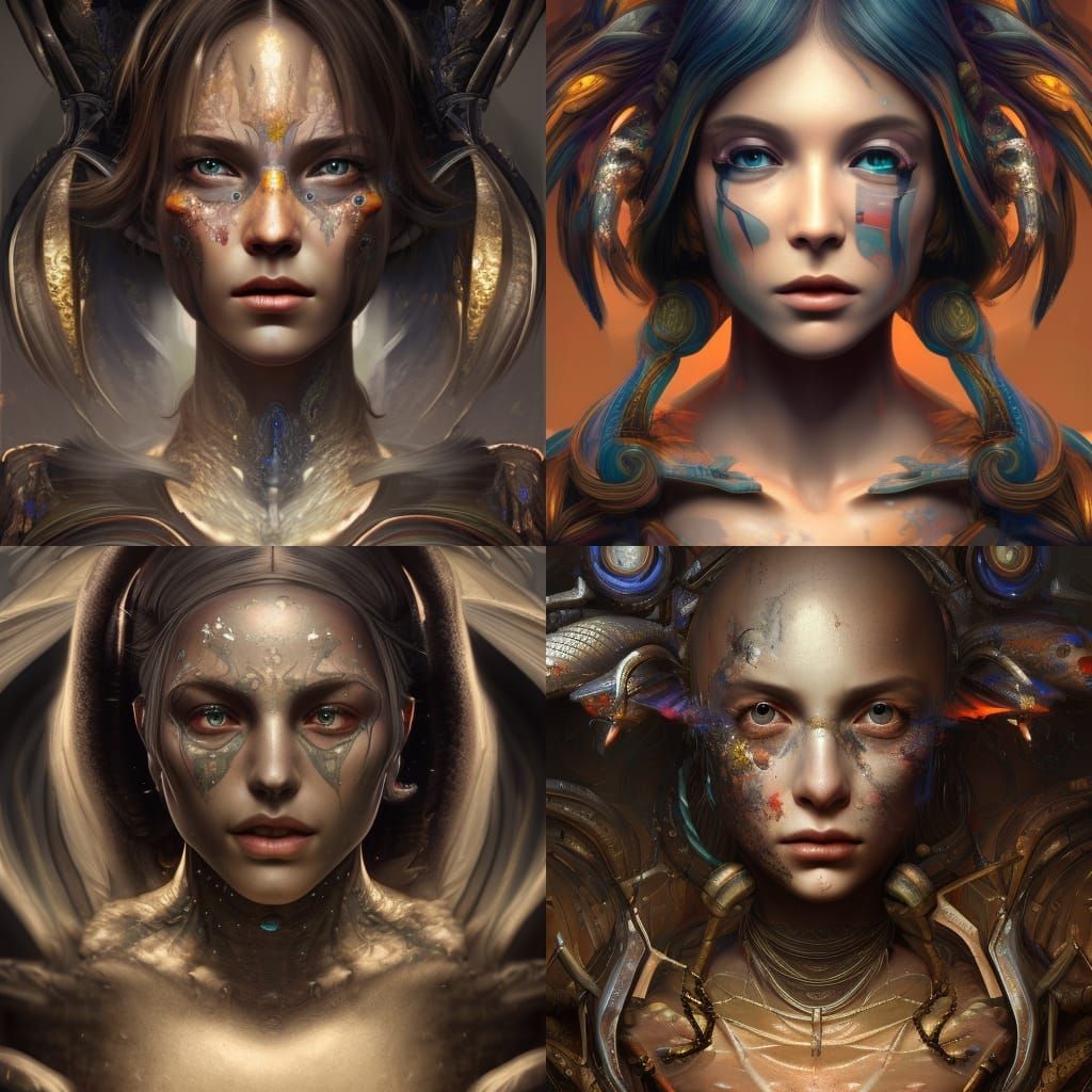 Ethereal Alien God Portrait in Hyperdetailed Digital Art