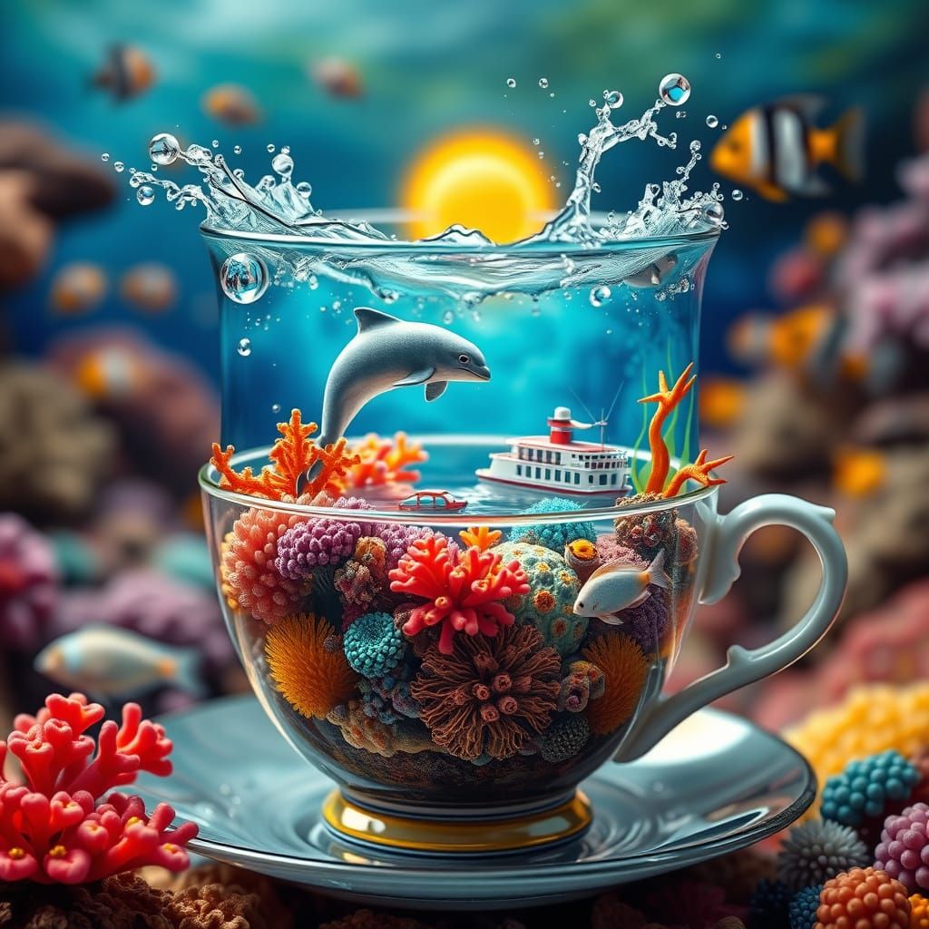 Miniature Marine World Inside a Teacup