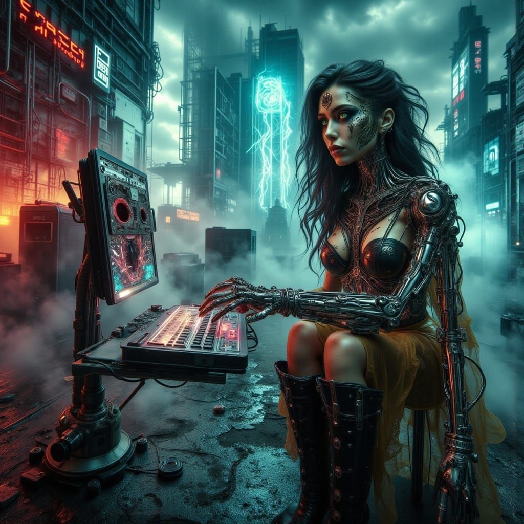 Cyberpunk Trojan Horse Outside Troy Firewall