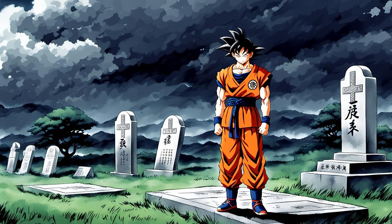 Goku Mourns Akira Toriyama: Manga Style Tribute