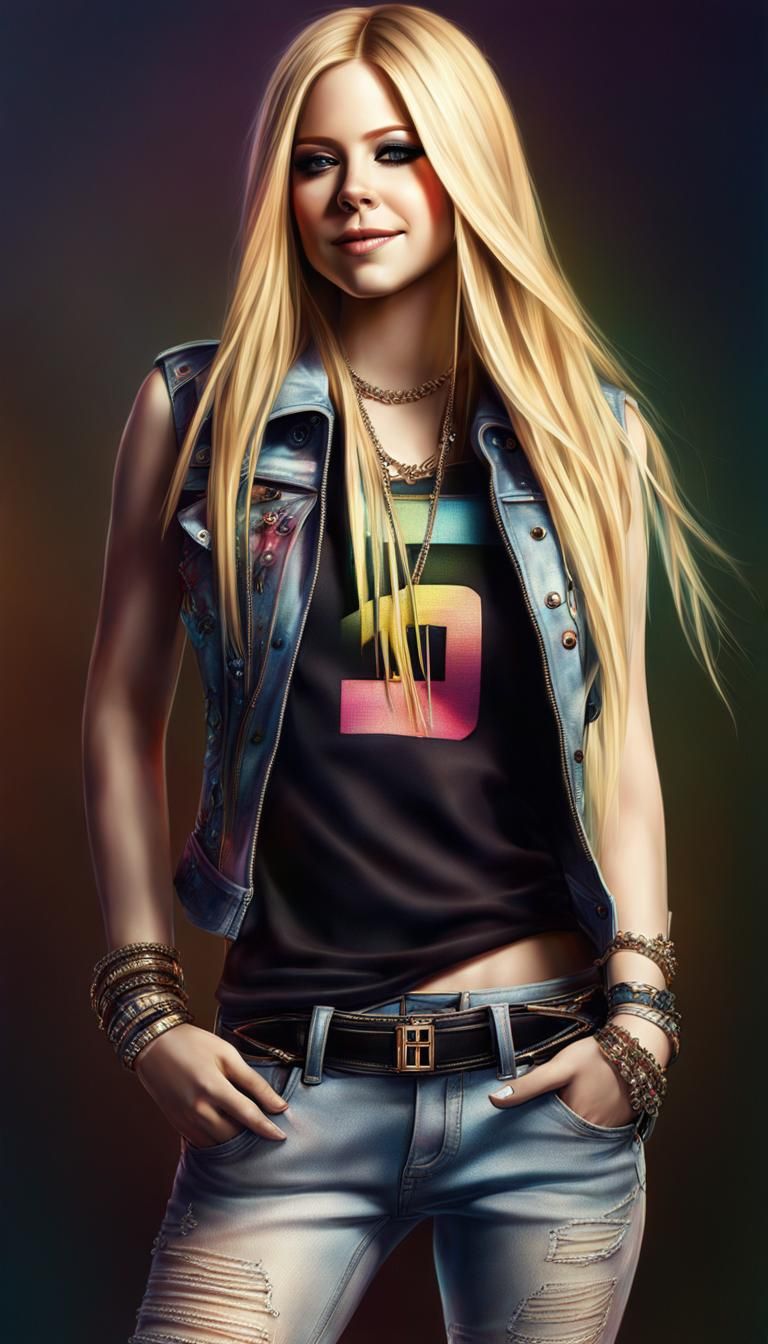Avril Lavigne in Hyperrealistic Hipster Portrait