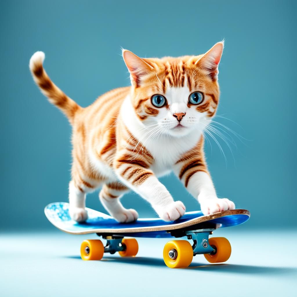 Cat on Colorful Skates: A Whimsical Scene