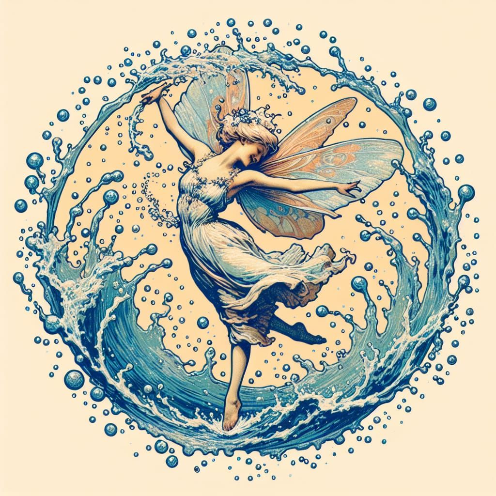 Dancing Fairy in Circular Water Splash