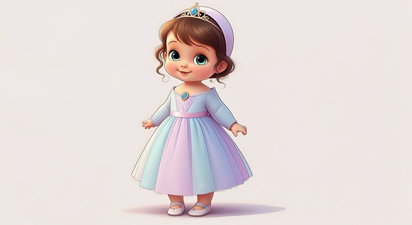 Cute Baby Princess Illustration in Soft Pastel Colors