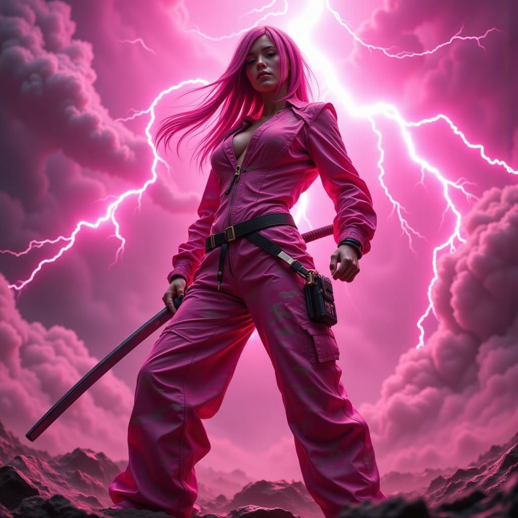 Ethereal Pink Warrior Charged with HyperRealistic Cinematic ...