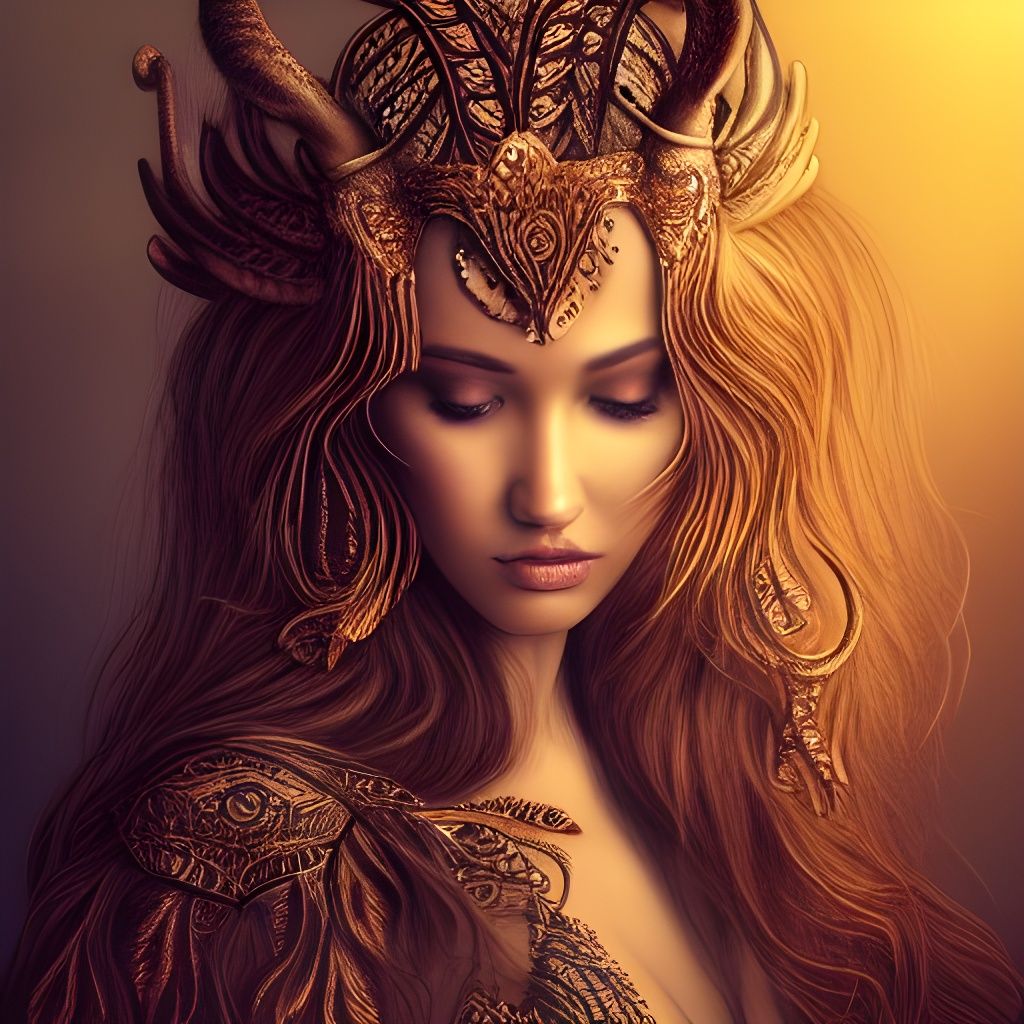 Tribal Queen with Tiger: A Photorealistic Digital Painting