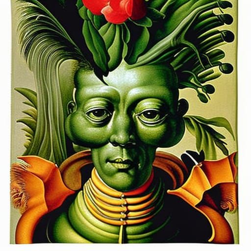 Modernist Abstract Portrait in Arcimboldo Style