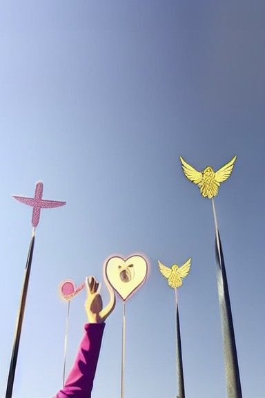 Angel, Chick, and Guitar Emoji Composition