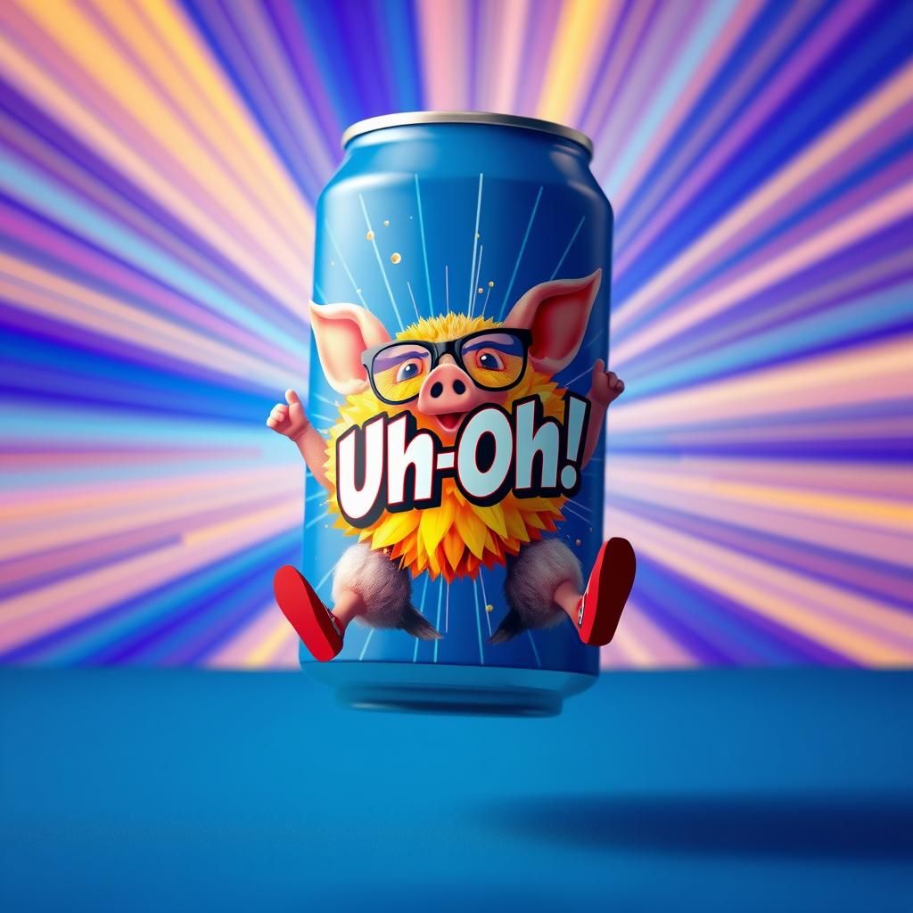 Playful Pig and Uh-Oh's Can in 3D Style