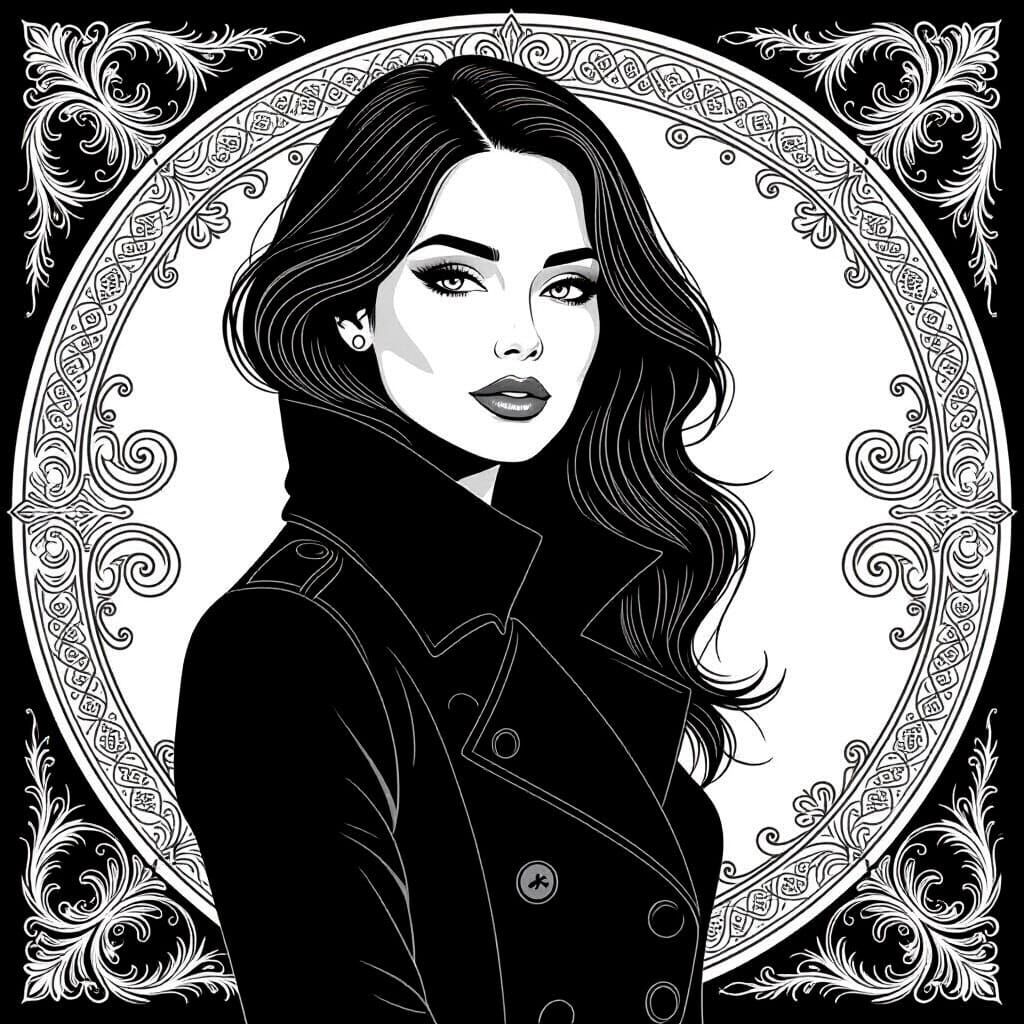 Zentangle Stencil Art: Beautiful Woman in Black