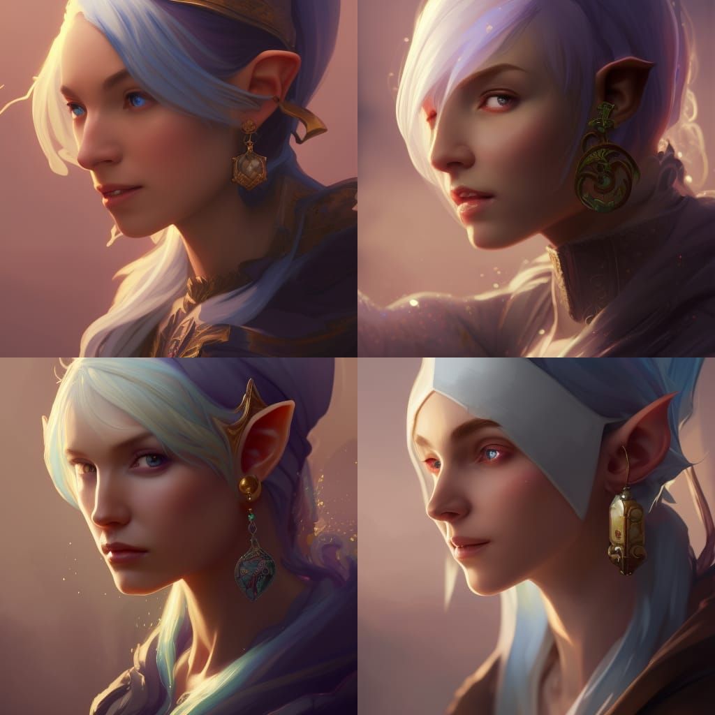 Elf Alchemist Portrait in Hyperdetailed Digital Art