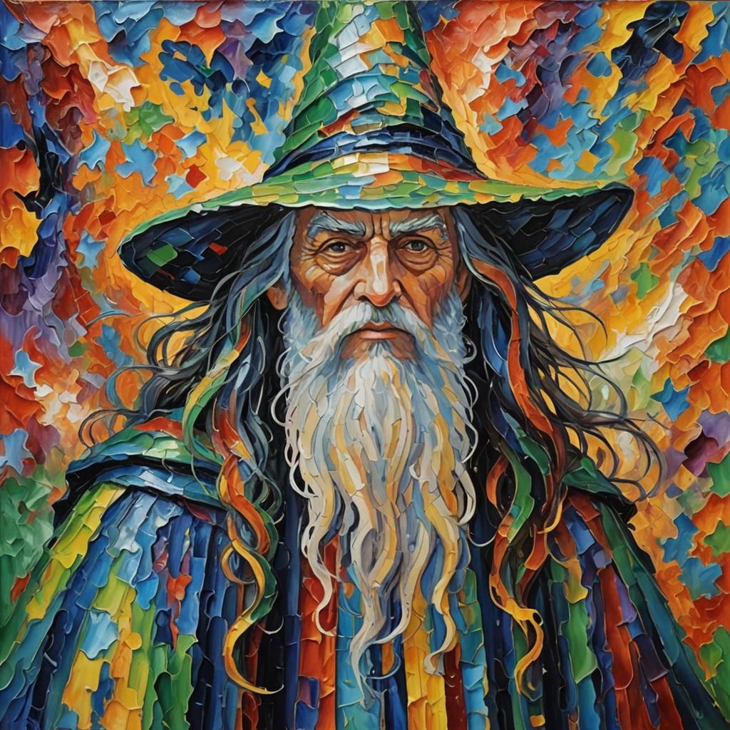 Envious Wizard: Expressionist Oil Painting