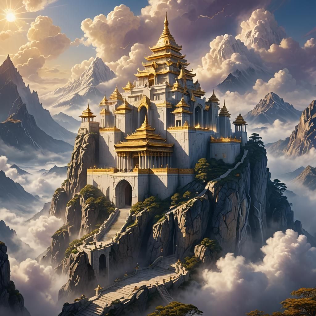 Majestic Temple of Spiritual Knowledge on Misty Peak
