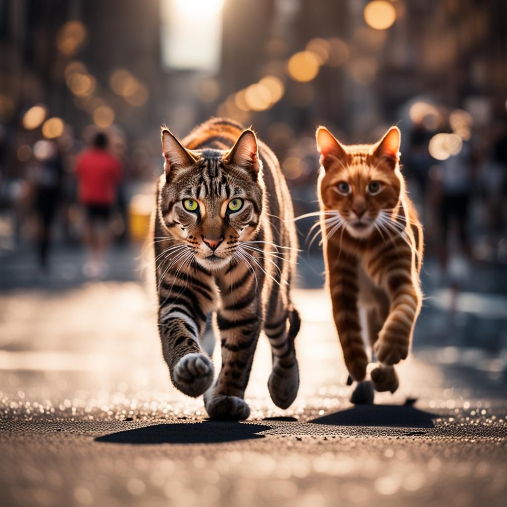 City Race with Sports Cars and Felines