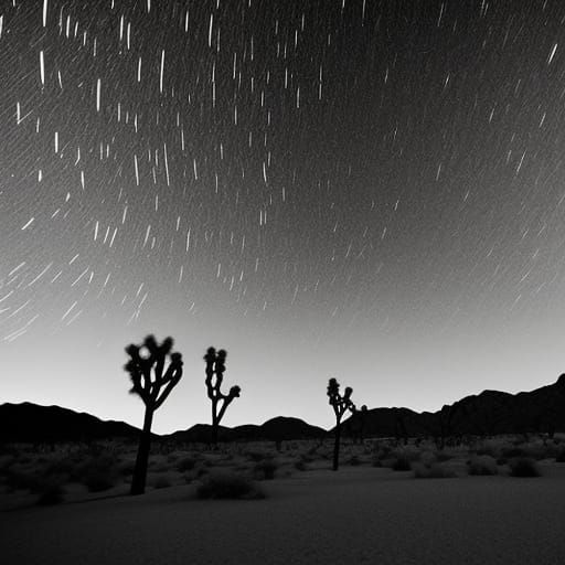 Joshua Tree Desert Meteor Shower: Infrared Nightscape