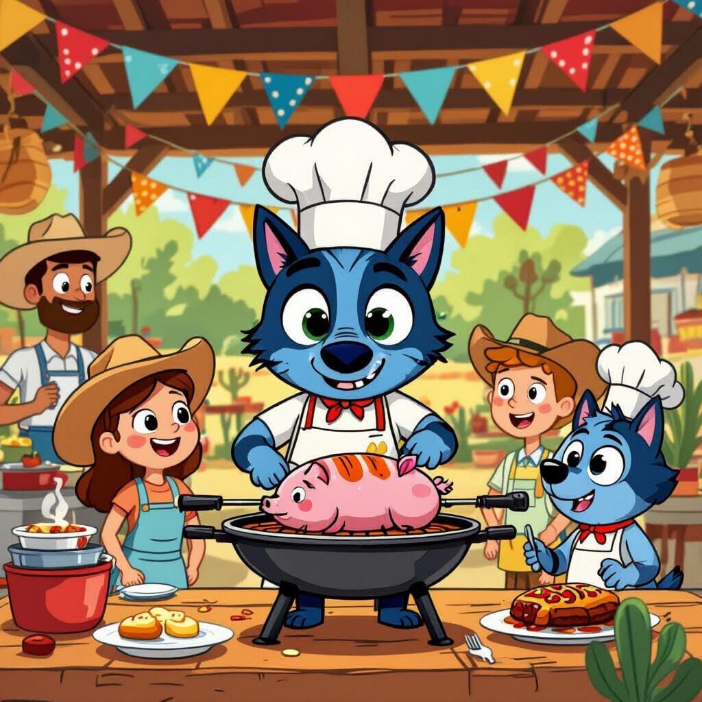 Bluey's Texas BBQ: A Cartoon-Style Celebration