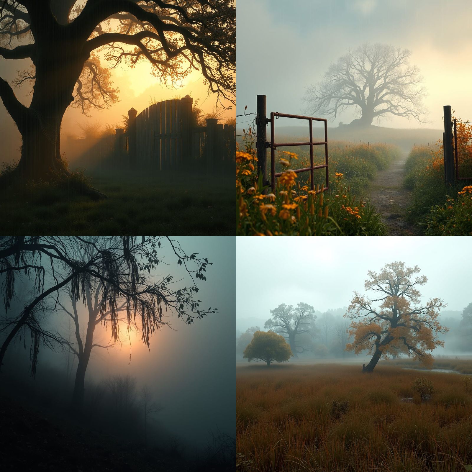 Foggy Autumn Field in Period Drama Style