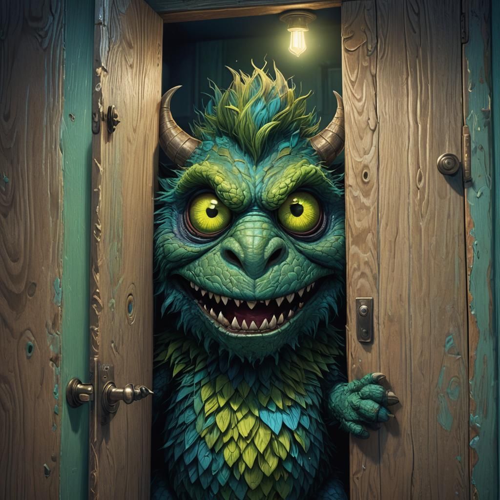 Scoopy Monster Peeks Out, Fantasy Concept Art