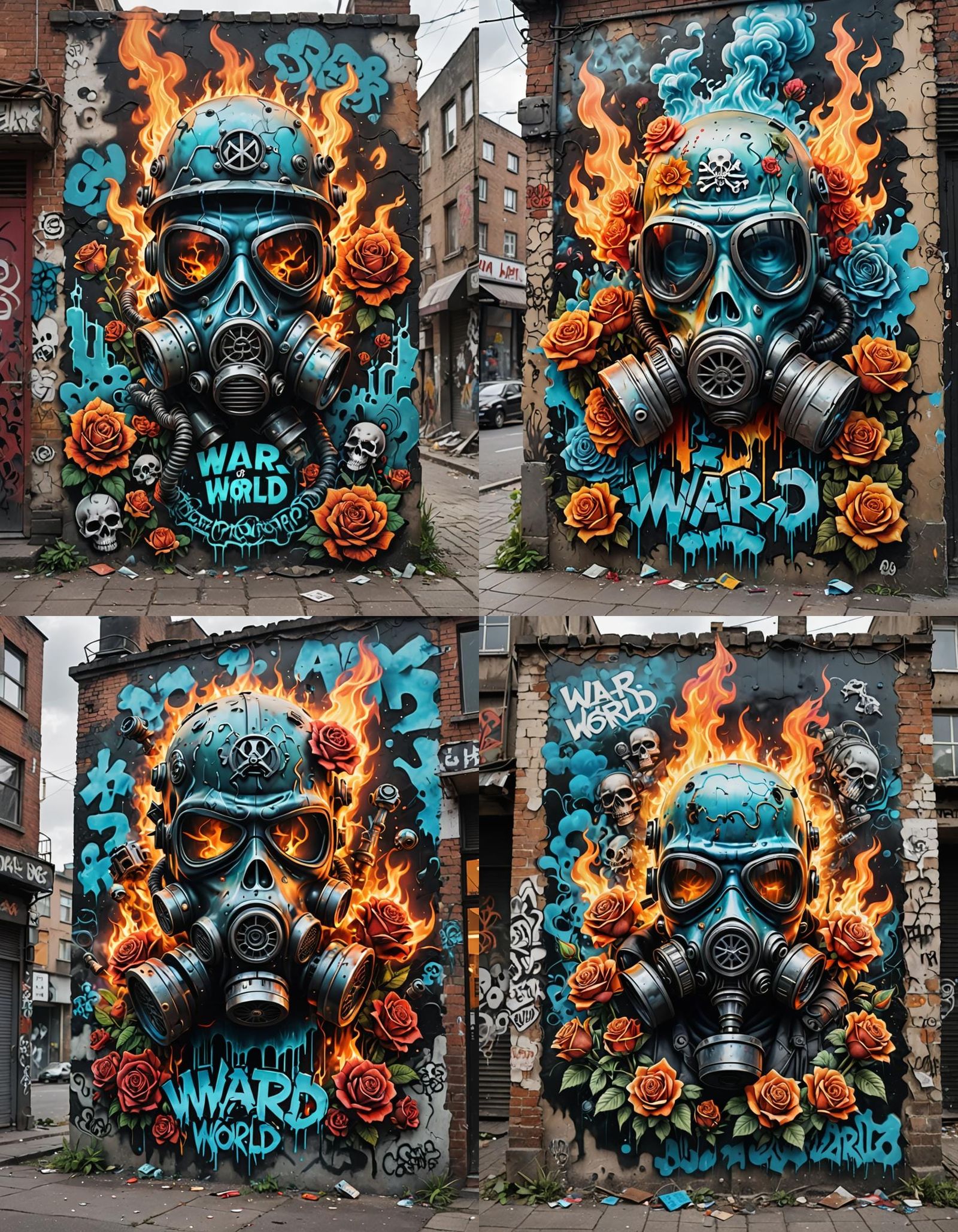 Psychedelic Graffiti in Post-Apocalyptic Underwater Cityscap...