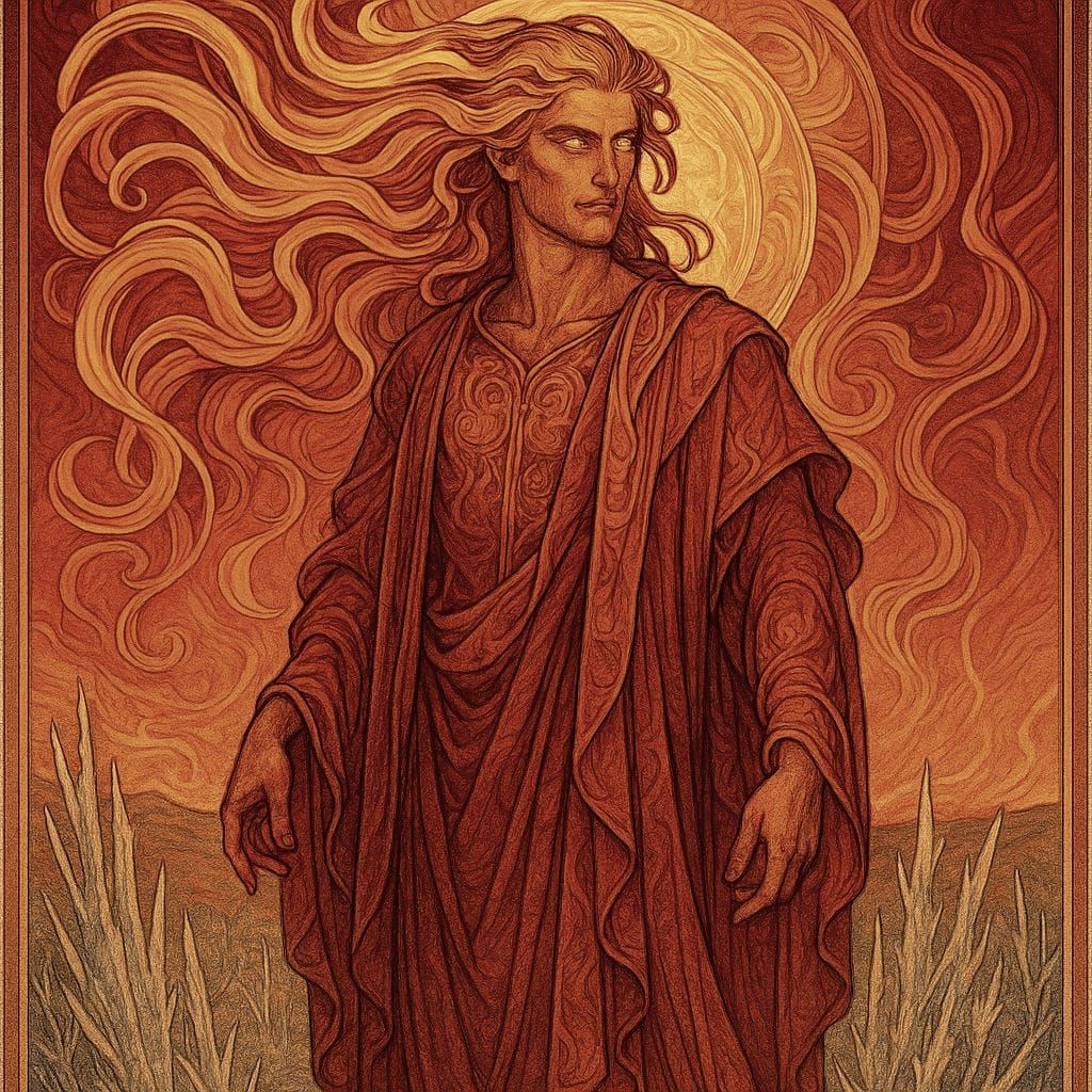 Solar Flare Spirit in Art Nouveau Style
