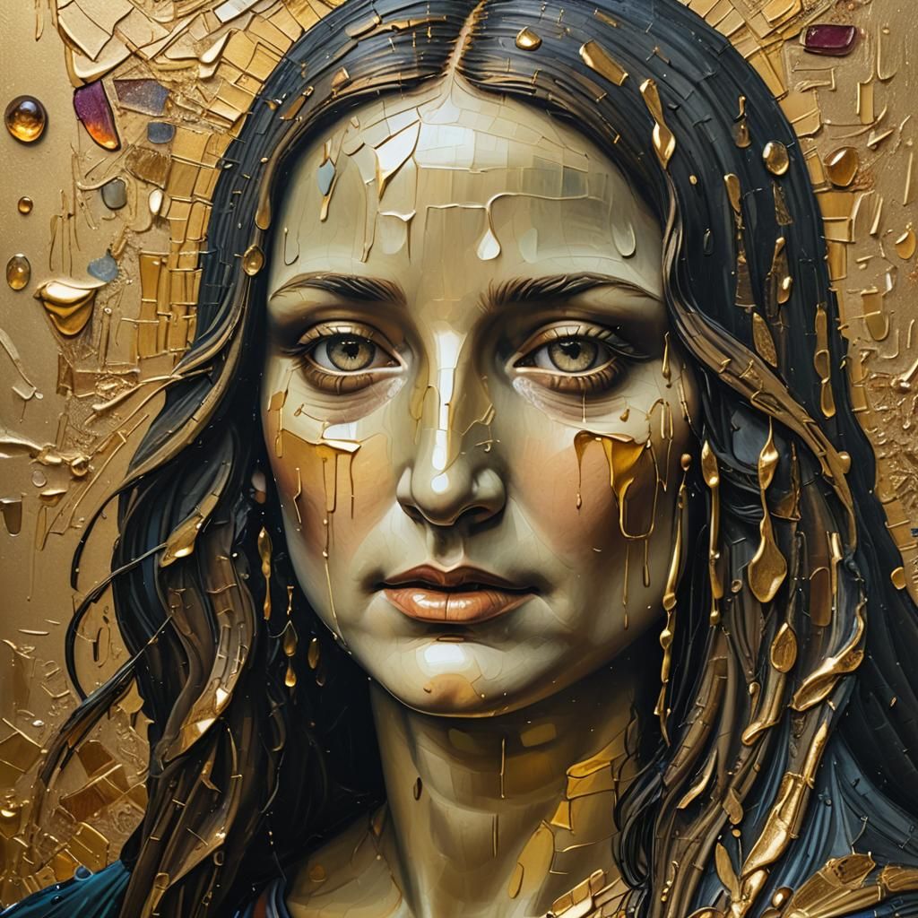 Mona Lisa Weeping: A Surreal Oil Painting