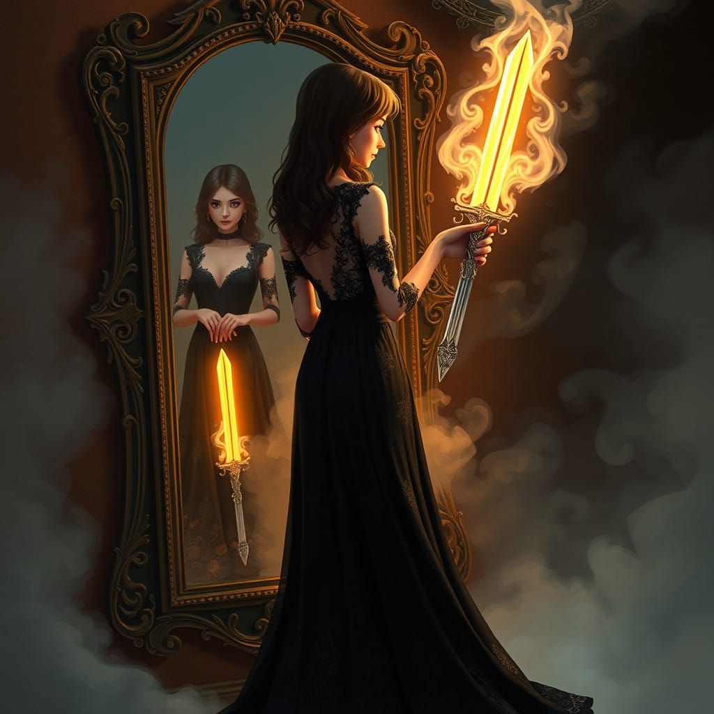 Surreal Mirror Reflection in Cinematic Cartoon Style