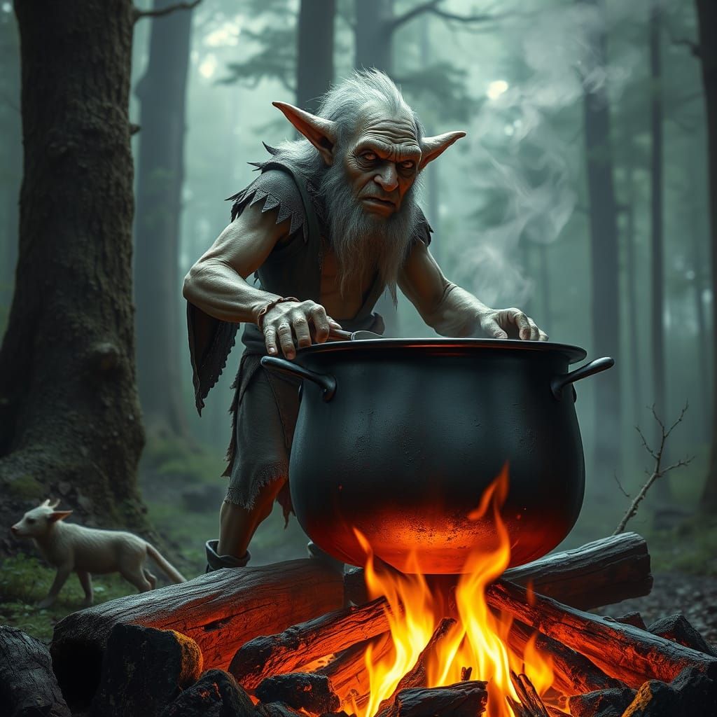 Goblin Stirring Pot in Forest Glade
