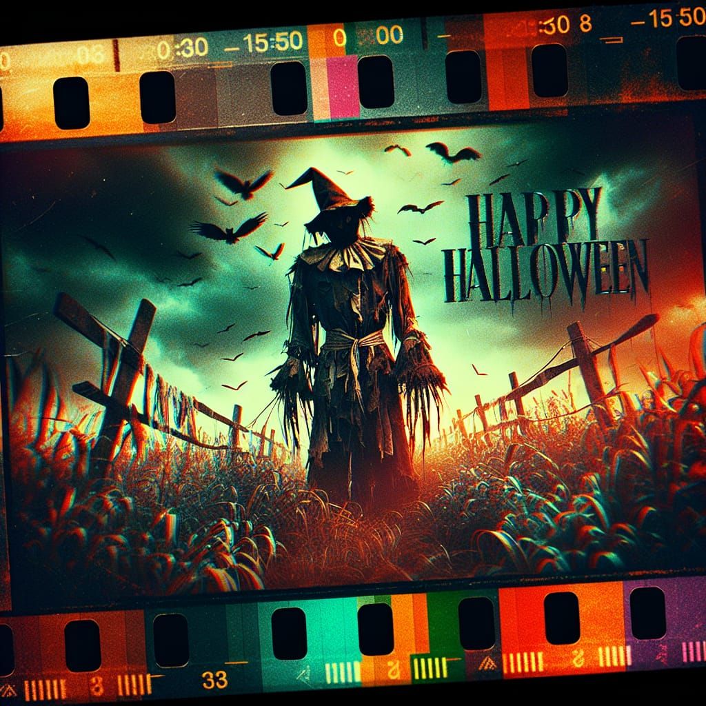 Eerie Halloween Scarecrow in Haunted Field