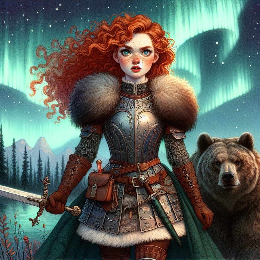 Strong Northern Princess with Brave Bear Protector