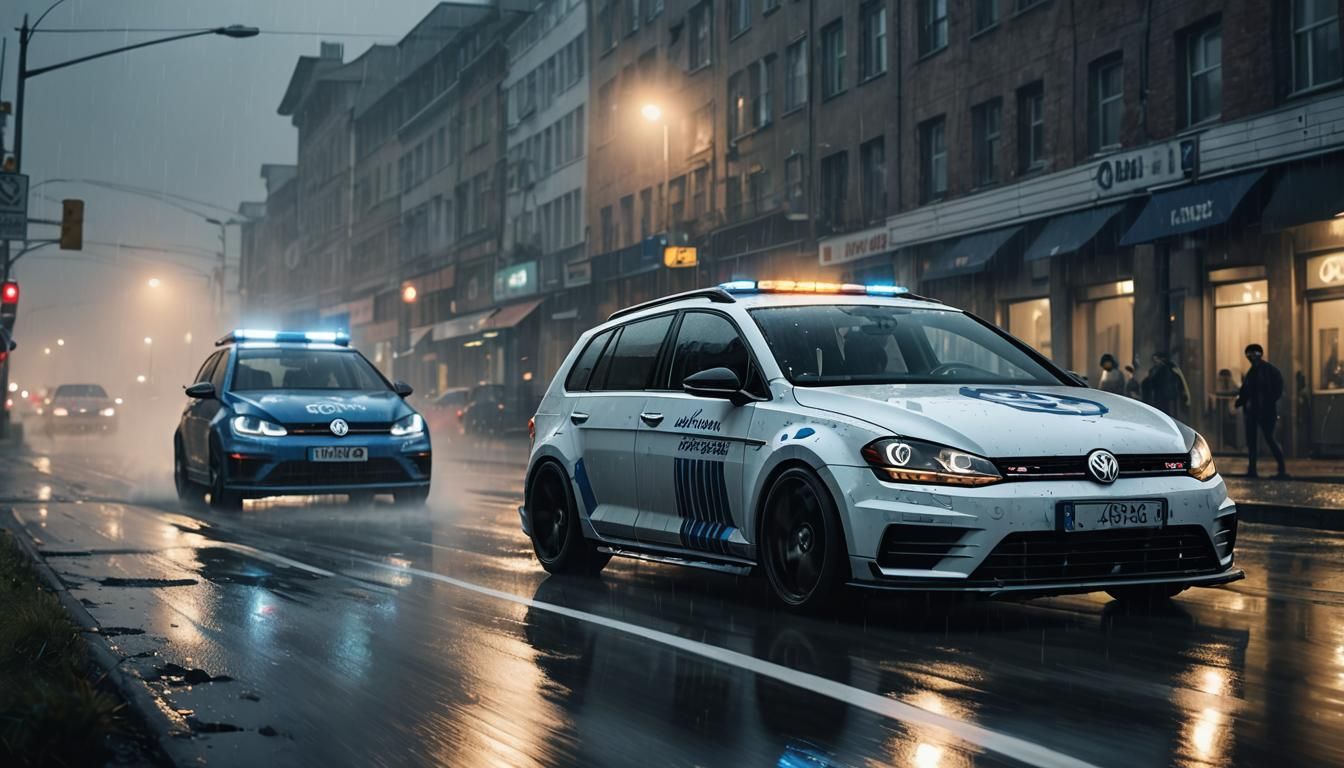 Modified VW Golf 7R Drifting on Highway