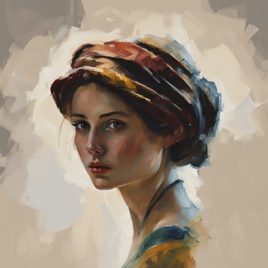 Woman Studies Treasure Map in Dimly Lit Room